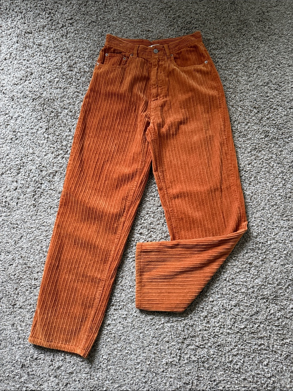 BDG Urban Outfitters High Rise Baggy Fit Straight-Leg Corduroy Pants Orange